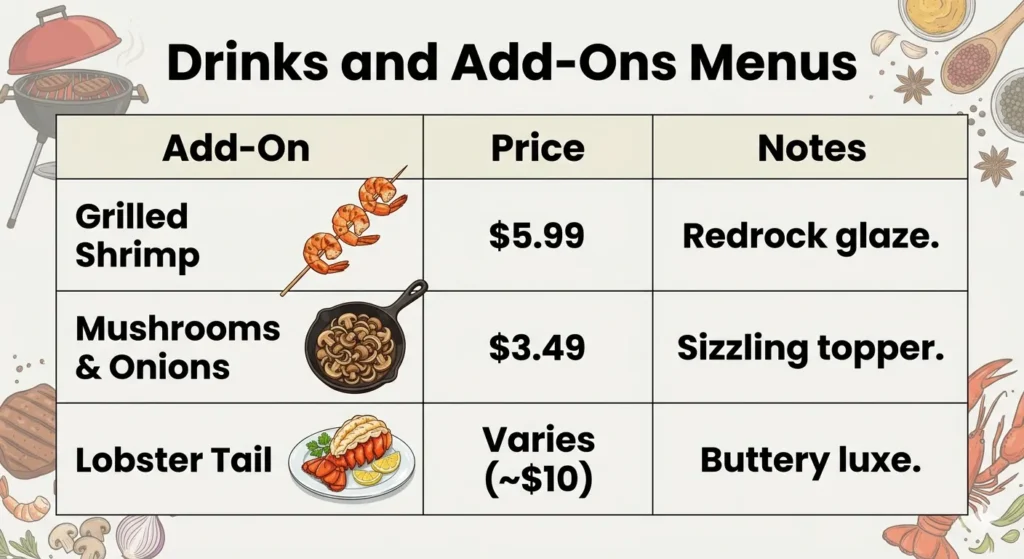 Drinks and Add-Ons Menus