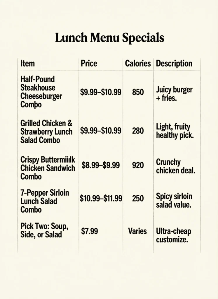 Lunch Specials - Long horn menu