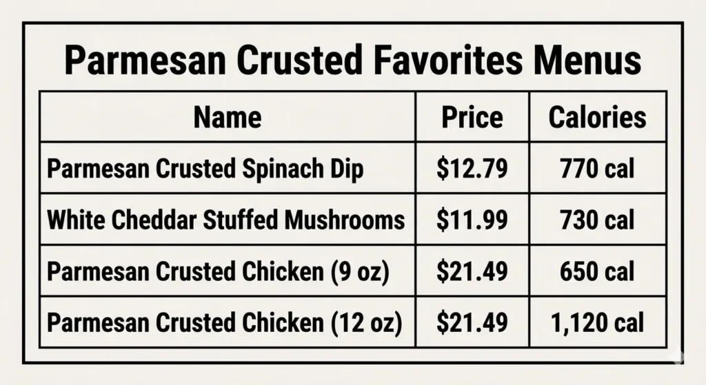 Parmesan Crusted Favorites Longhorn menus