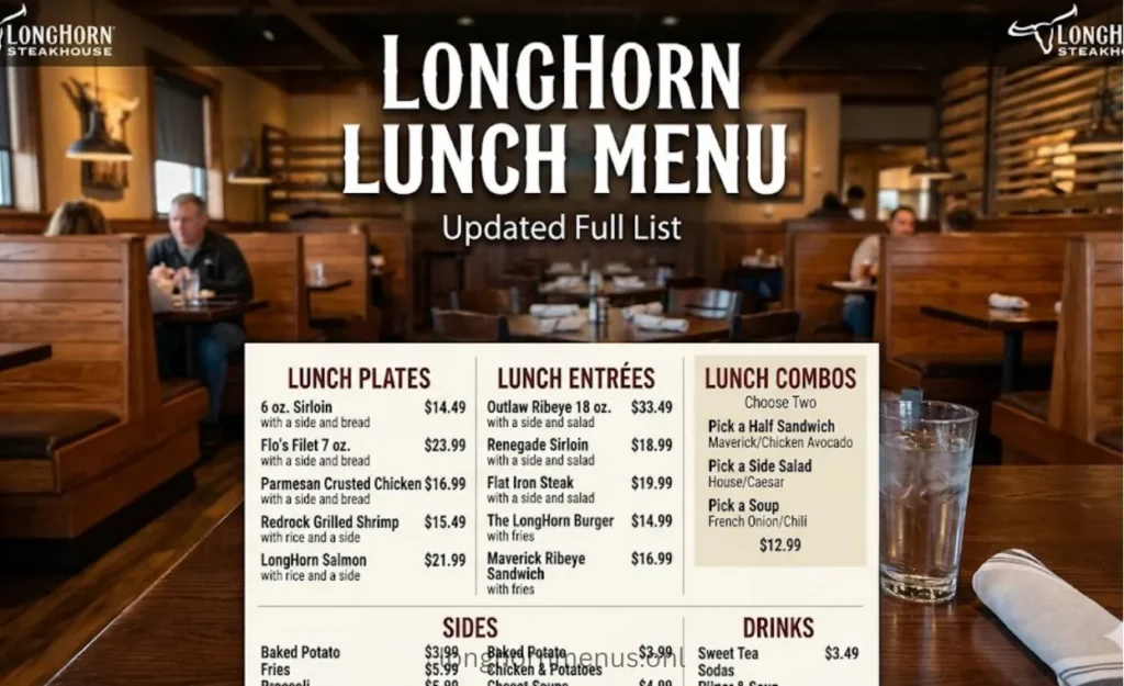 LongHorn Lunch Menu With Prices – Updated Full List
