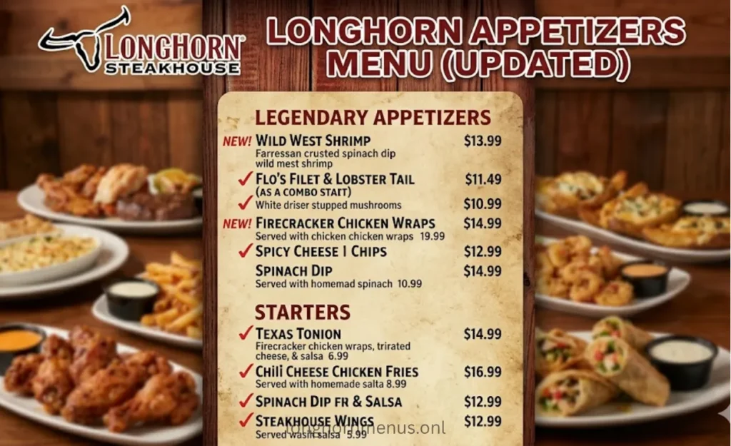 longhorn appetizers menu with prices